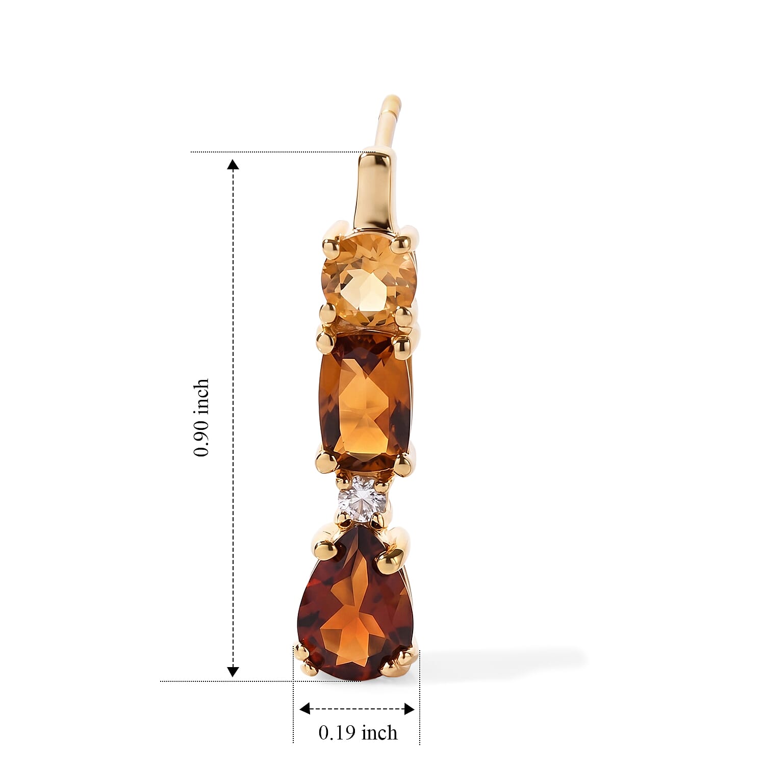 EverTrue Cherry Citrine and Multi Gemstone 2.85 ctw Fancy Earrings in 18K YG Plated