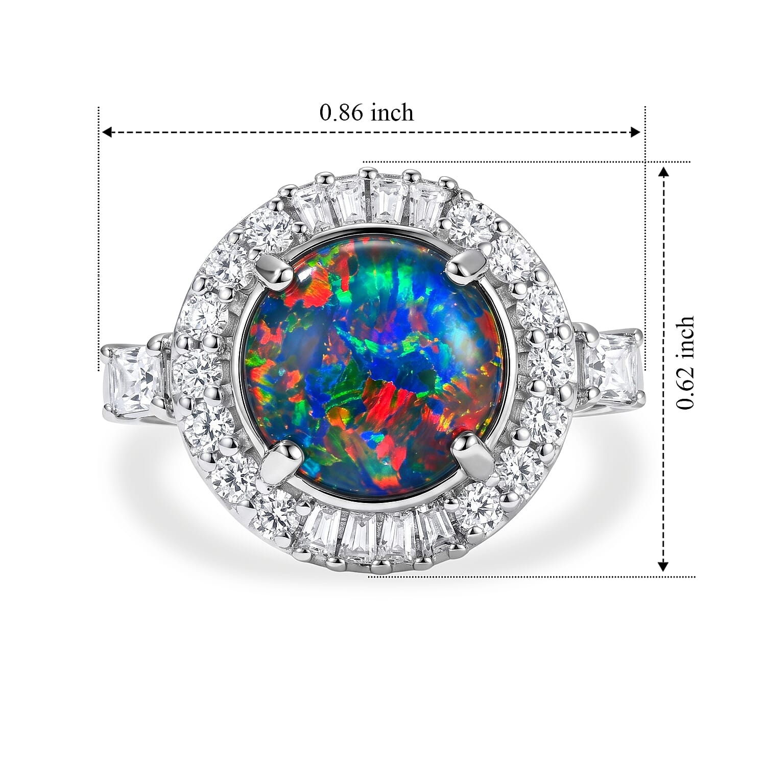 Certified and Appraised D'Joy Premium Australian Black Ridge Opal Triplet and Moissanite 2.90 ctw Ring in Rhodium Over Sterling Silver (Size 6.0)