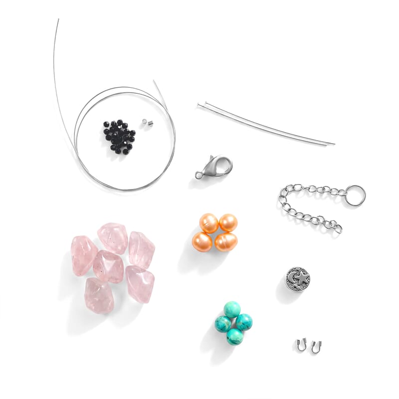 GCS Rose Quartz, Multi Gemstone Bracelet Kit 60.25 ctw