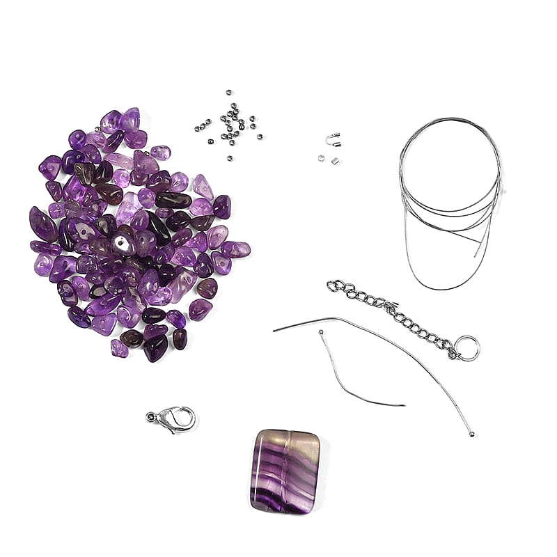 GCS African Amethyst, Fluorite Necklace Kit 159.00 ctw