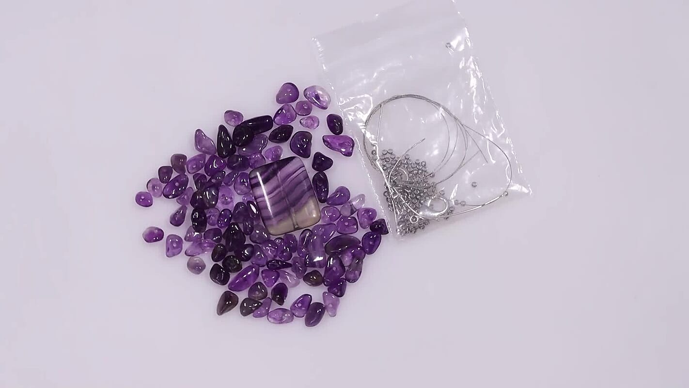 GCS African Amethyst, Fluorite Necklace Kit 159.00 ctw