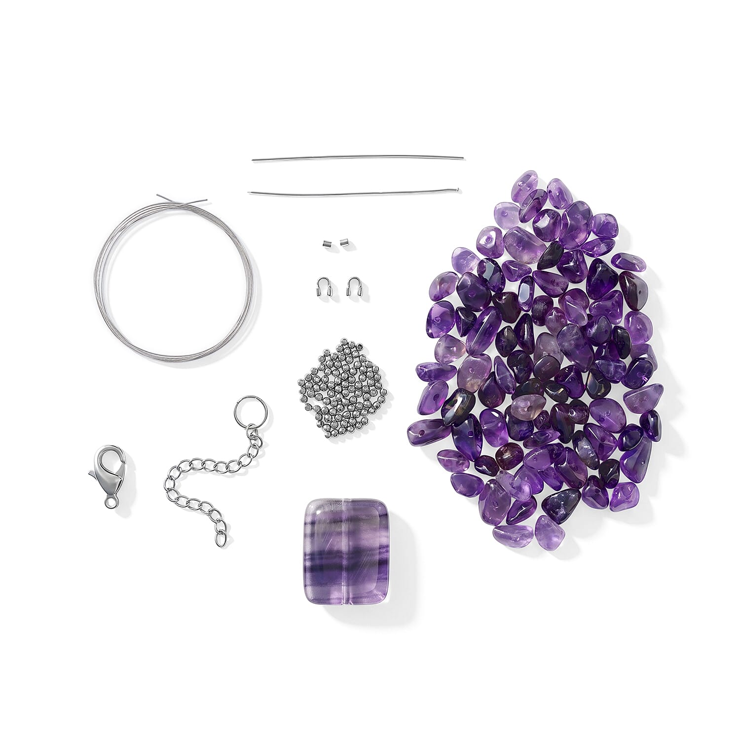 GCS African Amethyst, Fluorite Necklace Kit 159.00 ctw