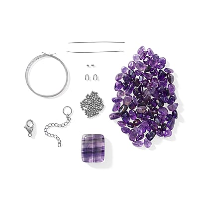 GCS African Amethyst, Fluorite Necklace Kit 159.00 ctw