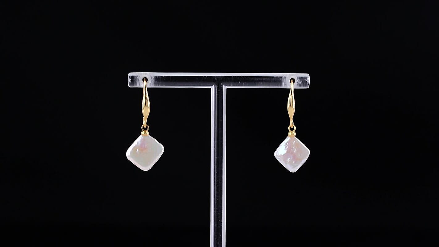 White Keshi Earring in Silvertone