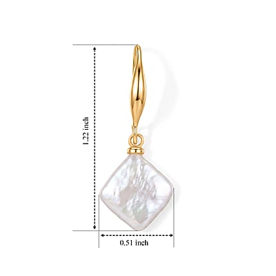 White Keshi Pearl Earrings in Silvertone