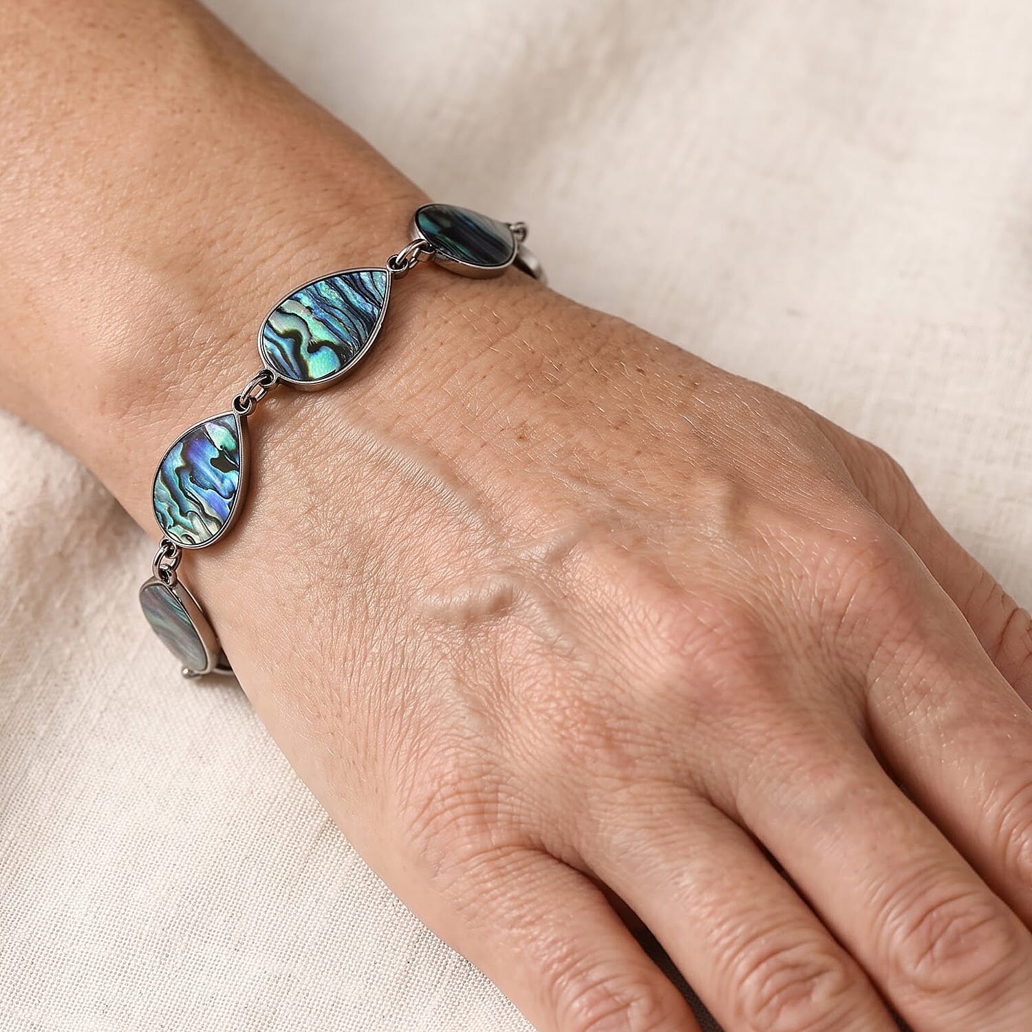 Abalone Shell Bracelet in Stainless Steel (7.50 In)