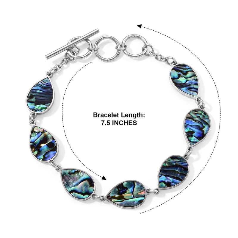 Abalone Shell Bracelet in Stainless Steel (7.50 In)