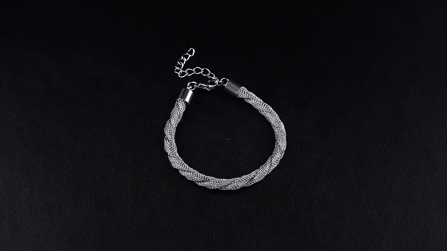 Rope Chain Bracelet in Stainless Steel (7.5-9.5In)