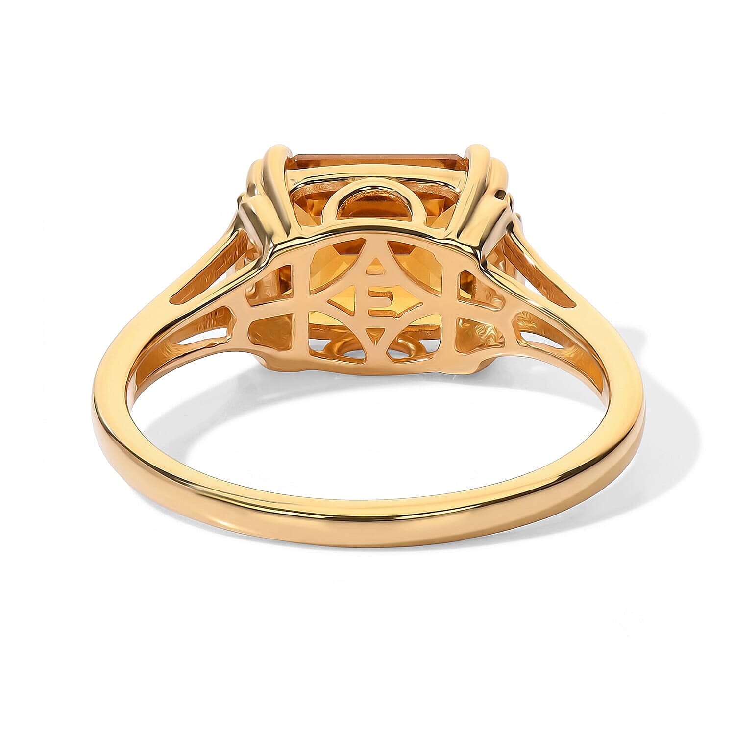 EverTrue Santa Ana Madeira Citrine and White Zircon 4.00 ctw Harvest Moon Line Ring in 18K YG Plated (Size 11.0)