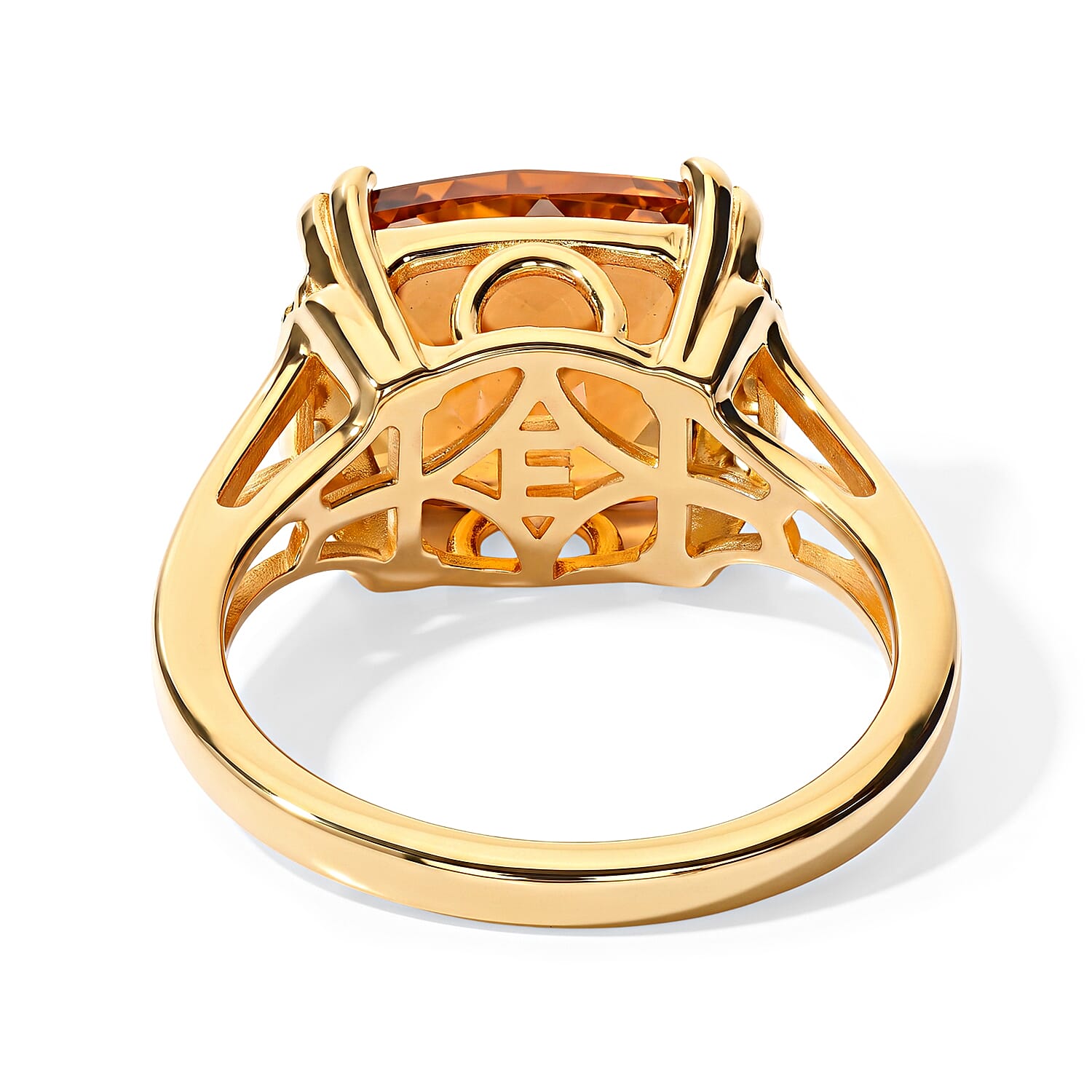 EverTrue Santa Ana Madeira Citrine and White Zircon 4.00 ctw Harvest Moon Line Ring in 18K YG Plated (Size 5.0)