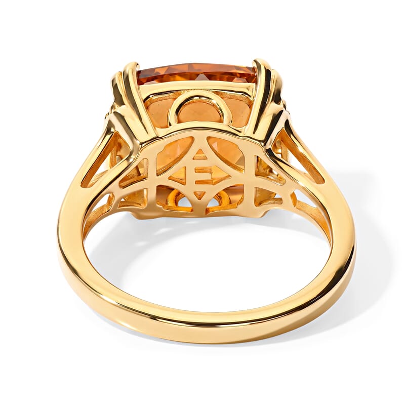 EverTrue Santa Ana Madeira Citrine and White Zircon 4.00 ctw Harvest Moon Line Ring in 18K YG Plated (Size 5.0)