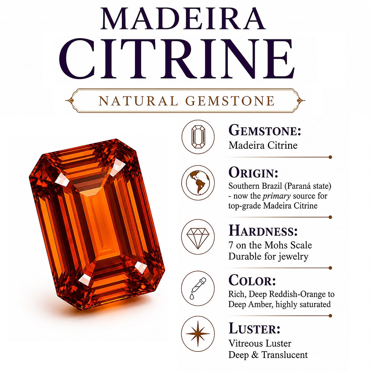 EverTrue Santa Ana Madeira Citrine and White Zircon 4.00 ctw Harvest Moon Line Ring in 18K YG Plated (Size 5.0)