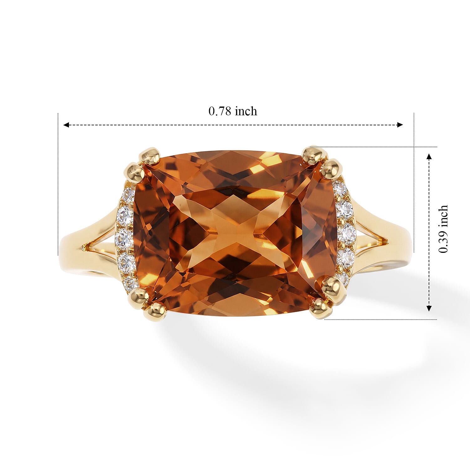 EverTrue Santa Ana Madeira Citrine and White Zircon 4.00 ctw Harvest Moon Line Ring in 18K YG Plated (Size 8.0)