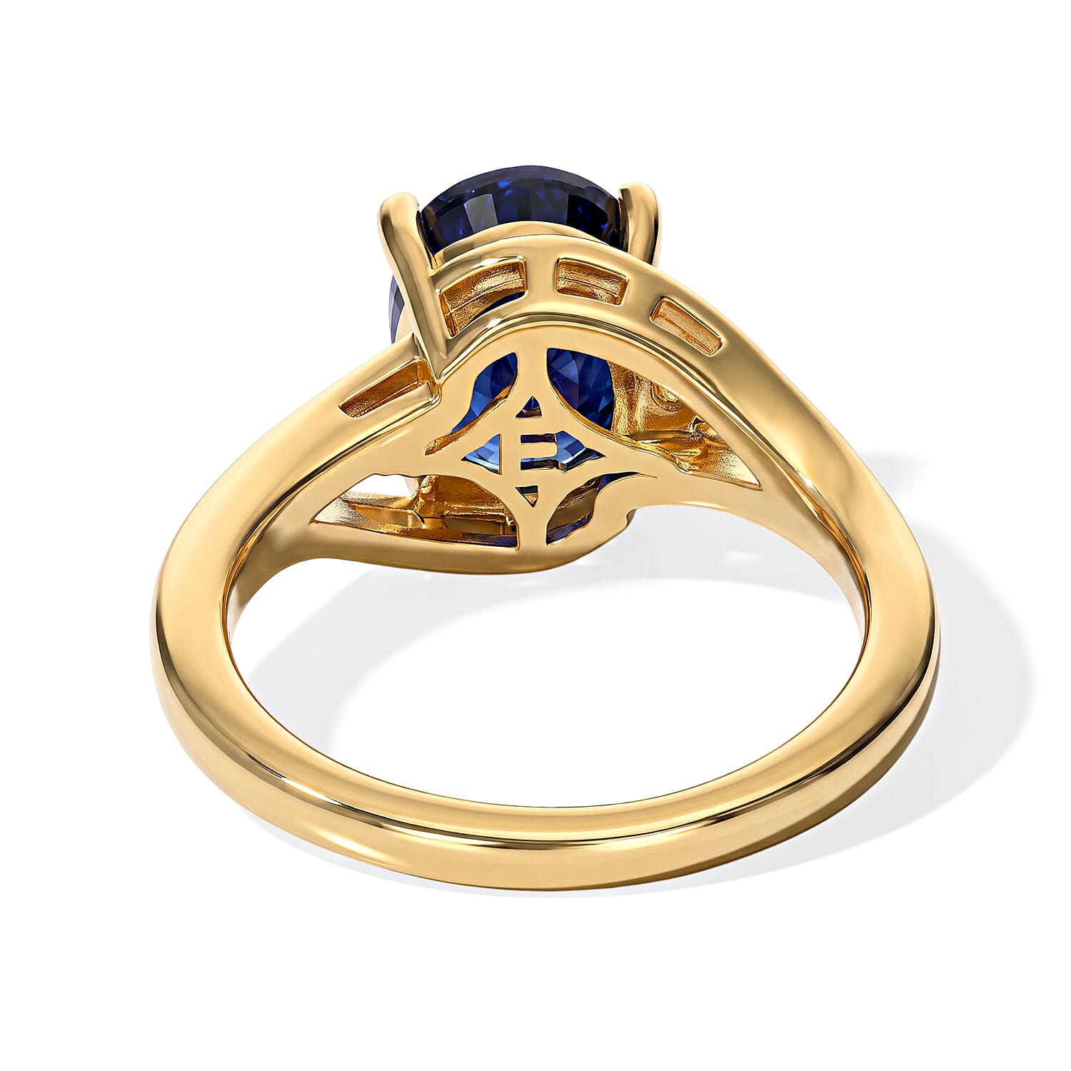 EverTrue Masoala Sapphire (D) and White Zircon 2.60 ctw Midnight Cobalt Ring in 18K YG Plated (Size 5.0)