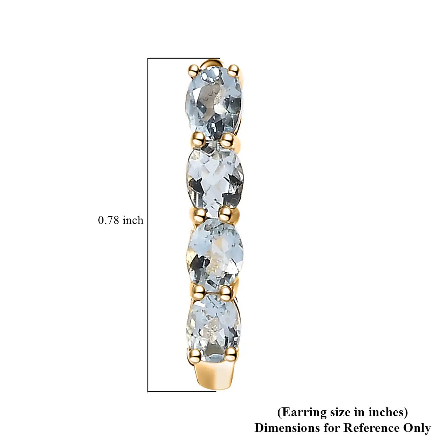 D'Joy Premium Mangoro Aquamarine 1.20 ctw Huggie Hoop Earrings in 14K Yellow Gold Over Sterling Silver