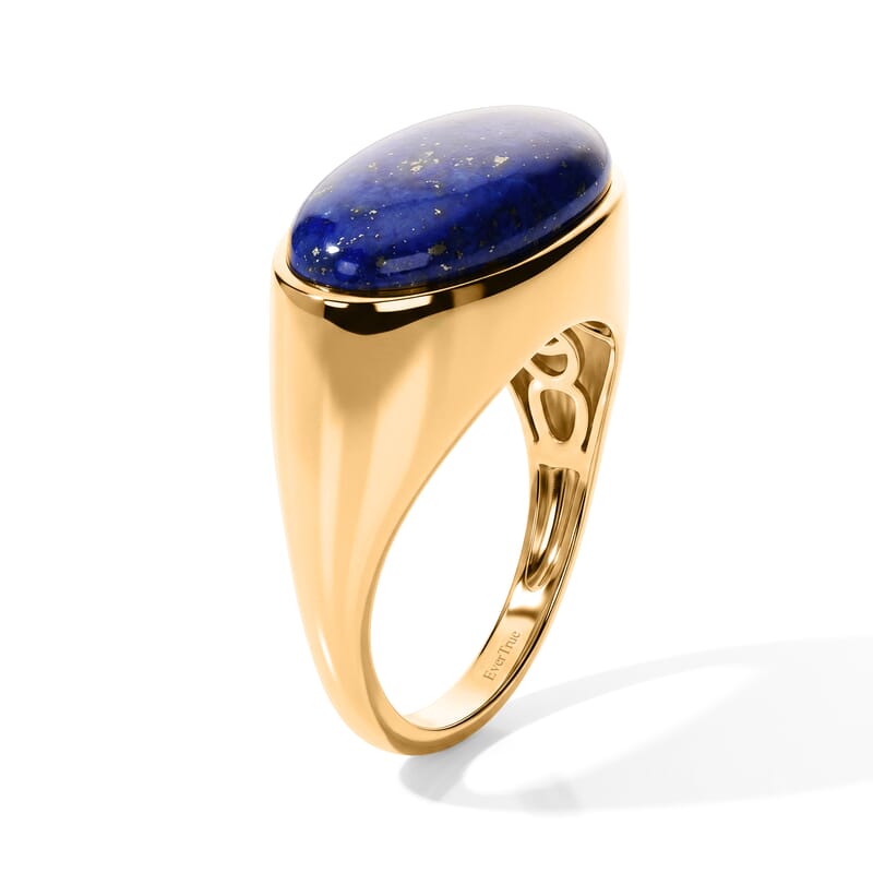 EverTrue Lapis Lazuli 13.50 ctw Pharaohs Blue Men's Ring in 18K YG Plated (Size 10.0)