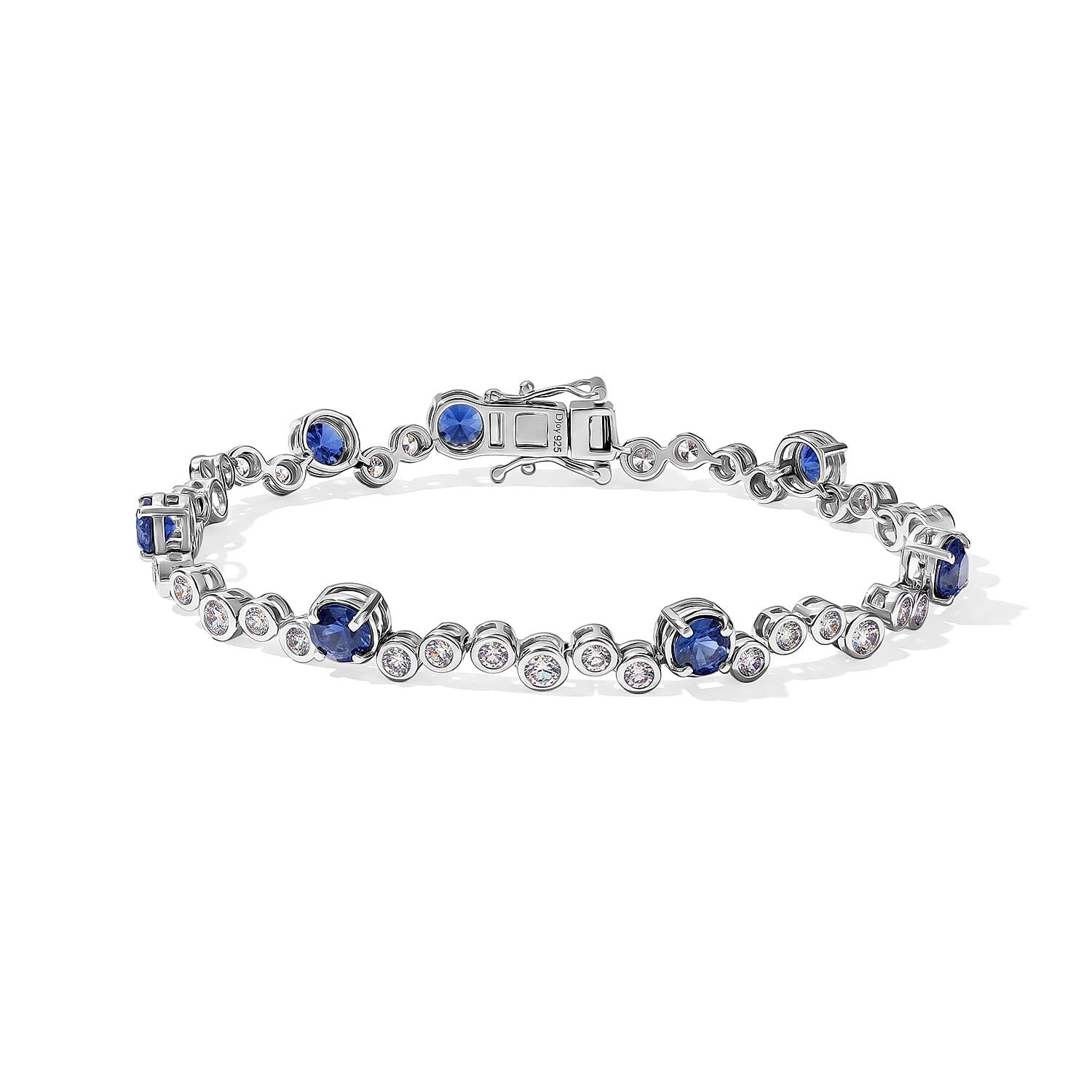 D'Joy Premium Kashmir Kyanite and White Zircon 8.65 ctw Starlit Romance Bracelet in Rhodium Over Sterling Silver (7.25 In)