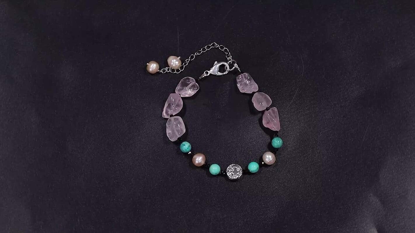 Freshwater Pearl and Multi Gemstone 60.25 ctw Bracelet in Silvertone and Stainless Steel (7.25 In)