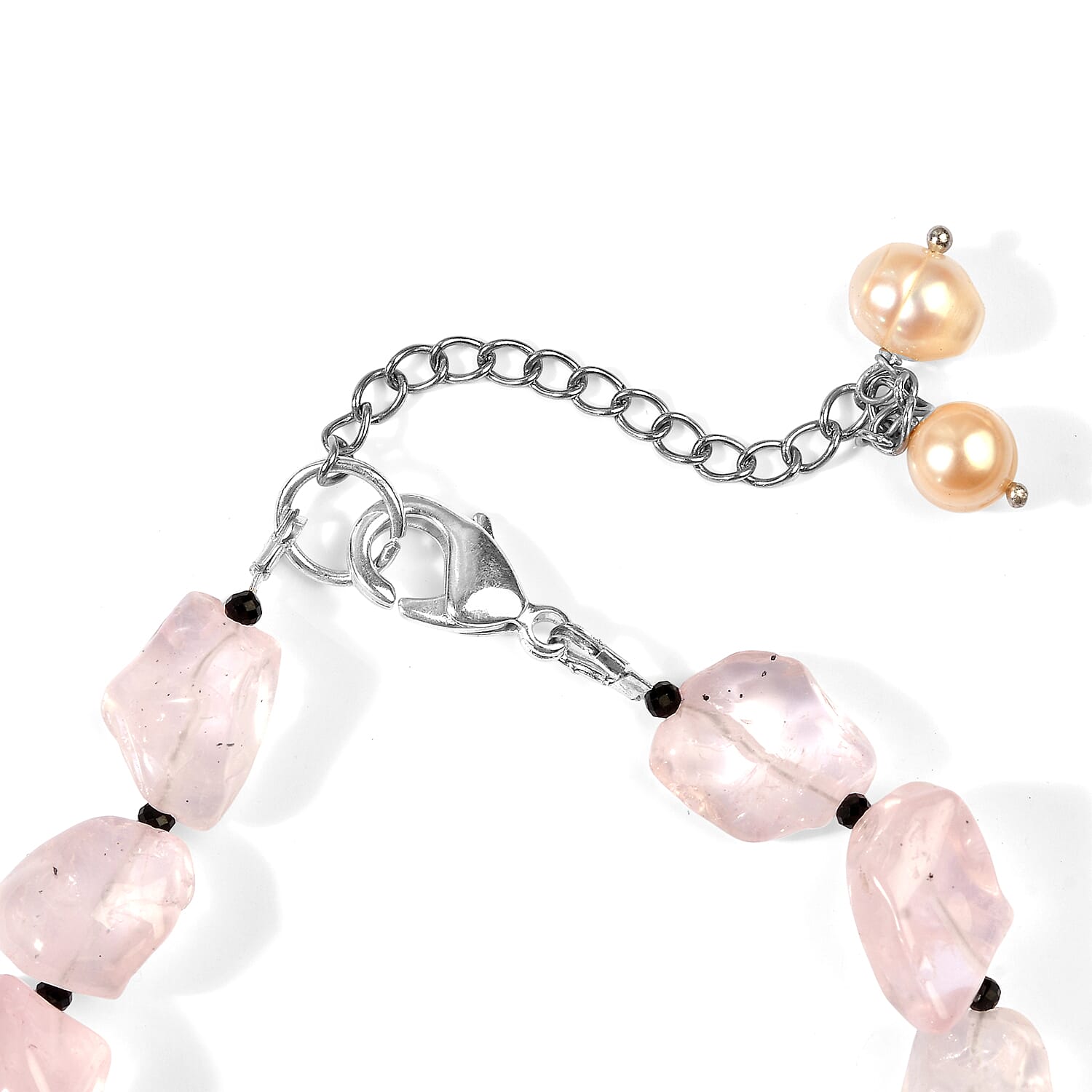Freshwater Pearl and Multi Gemstone 60.25 ctw Bracelet in Silvertone and Stainless Steel (7.25 In)