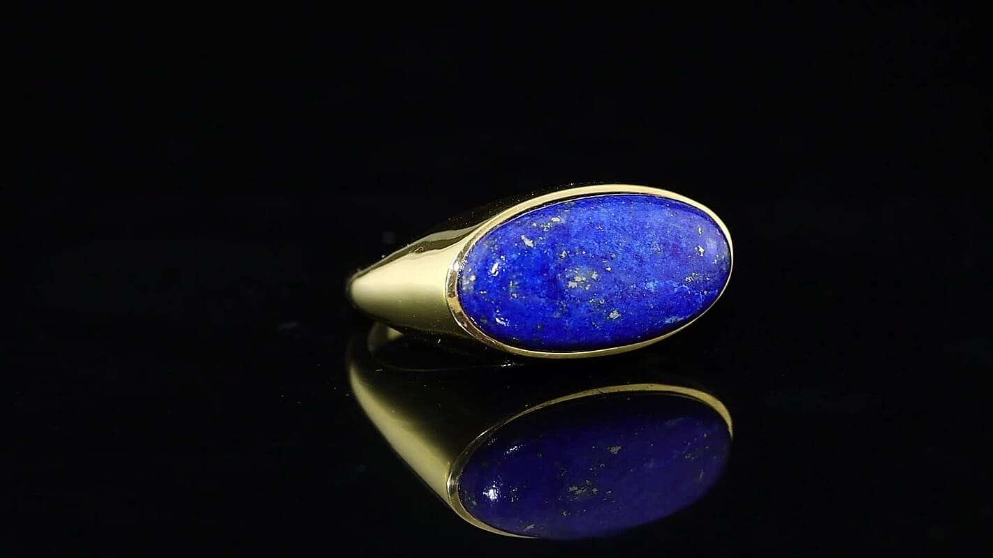 EverTrue Lapis Lazuli Men''s Ring in 18K YG Plated (Size 10.0) 13.50 ctw