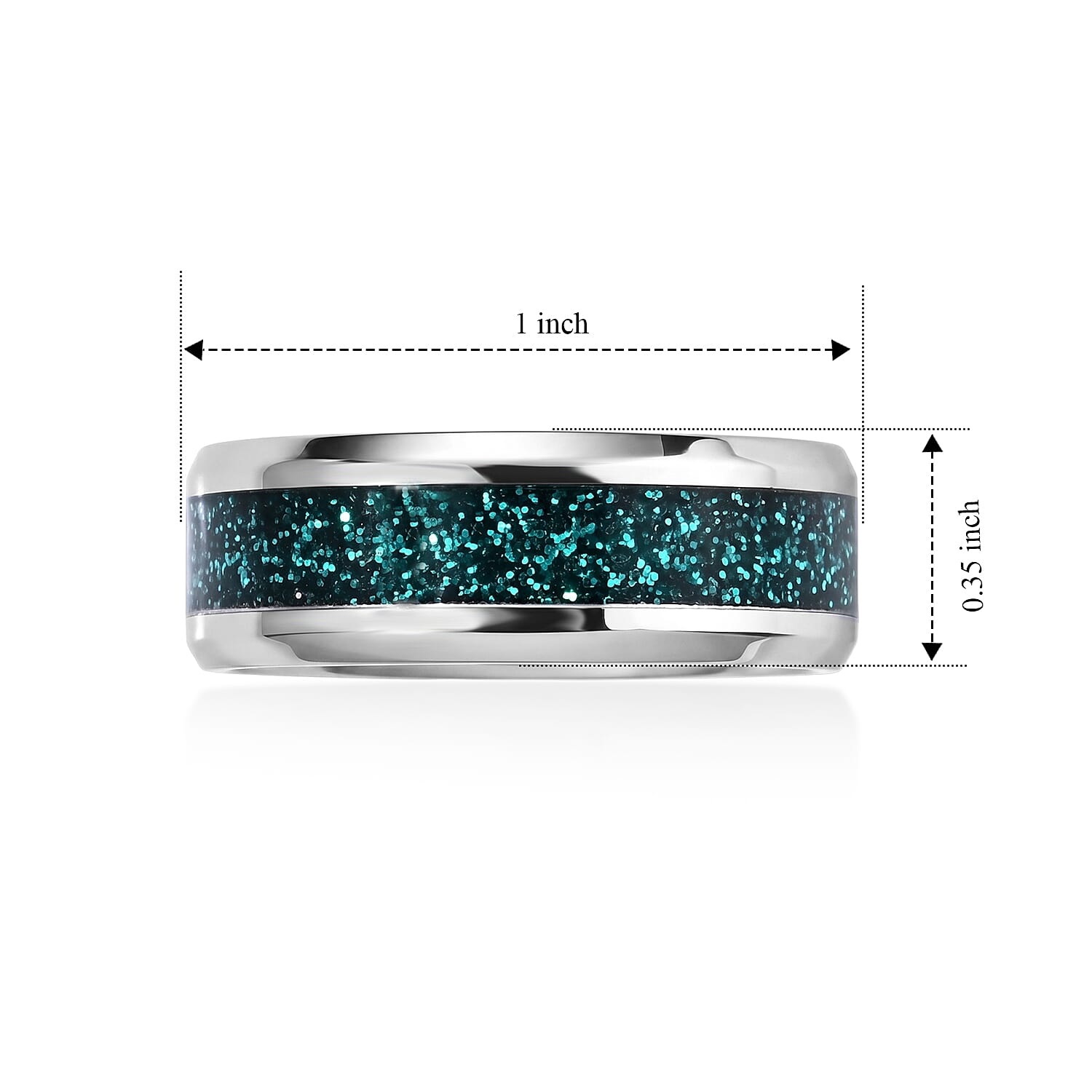 Green Enameled Ring in Stainless Steel (Size 6.0)