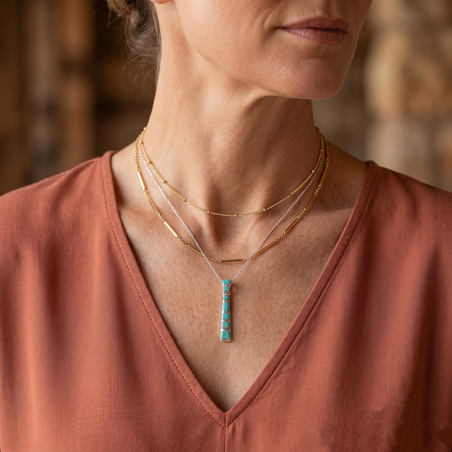 Santa Fe Style Kingman Turquoise 2.00 ctw Pendant Without Chain in Sterling Silver