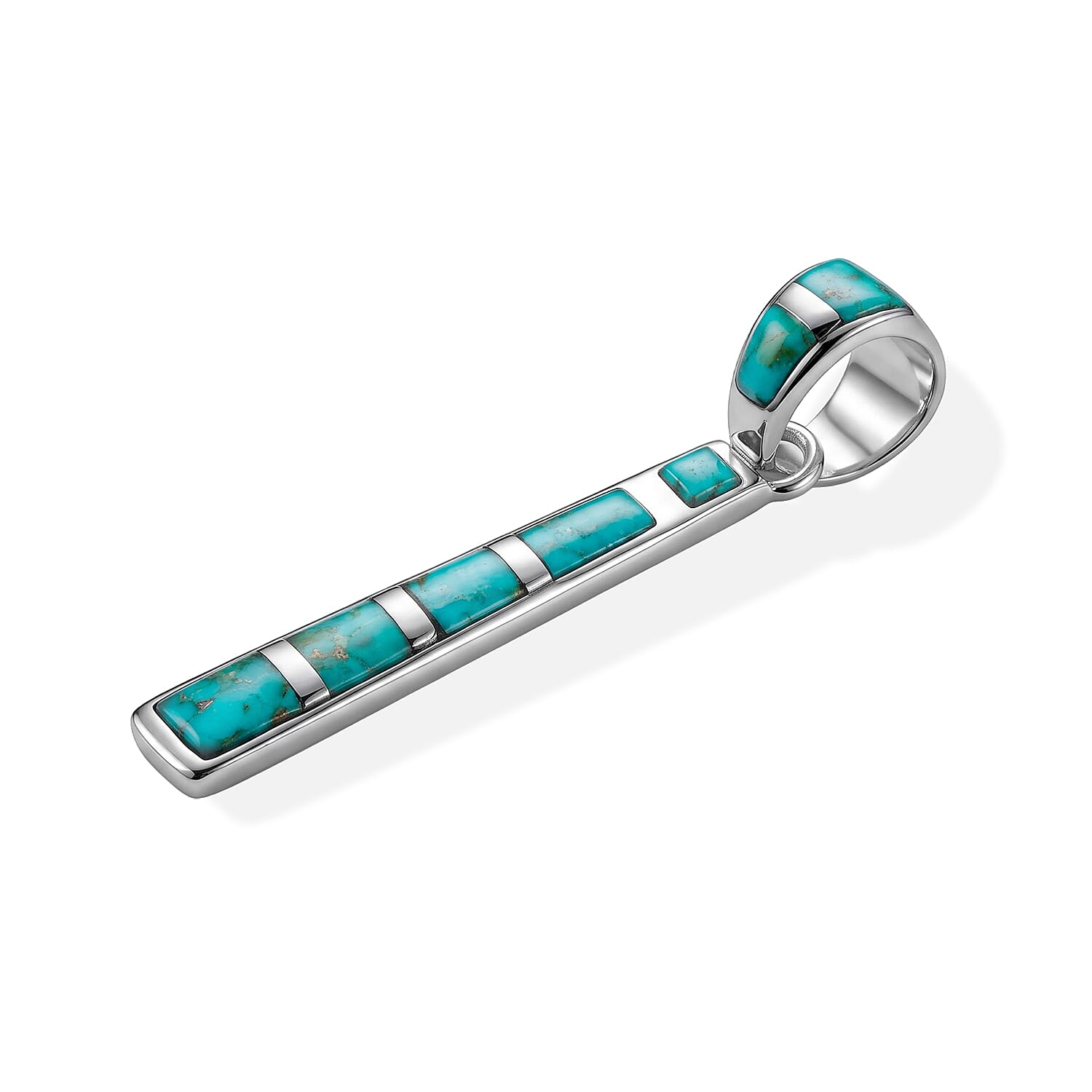 Santa Fe Style Kingman Turquoise 2.00 ctw Pendant Without Chain in Sterling Silver