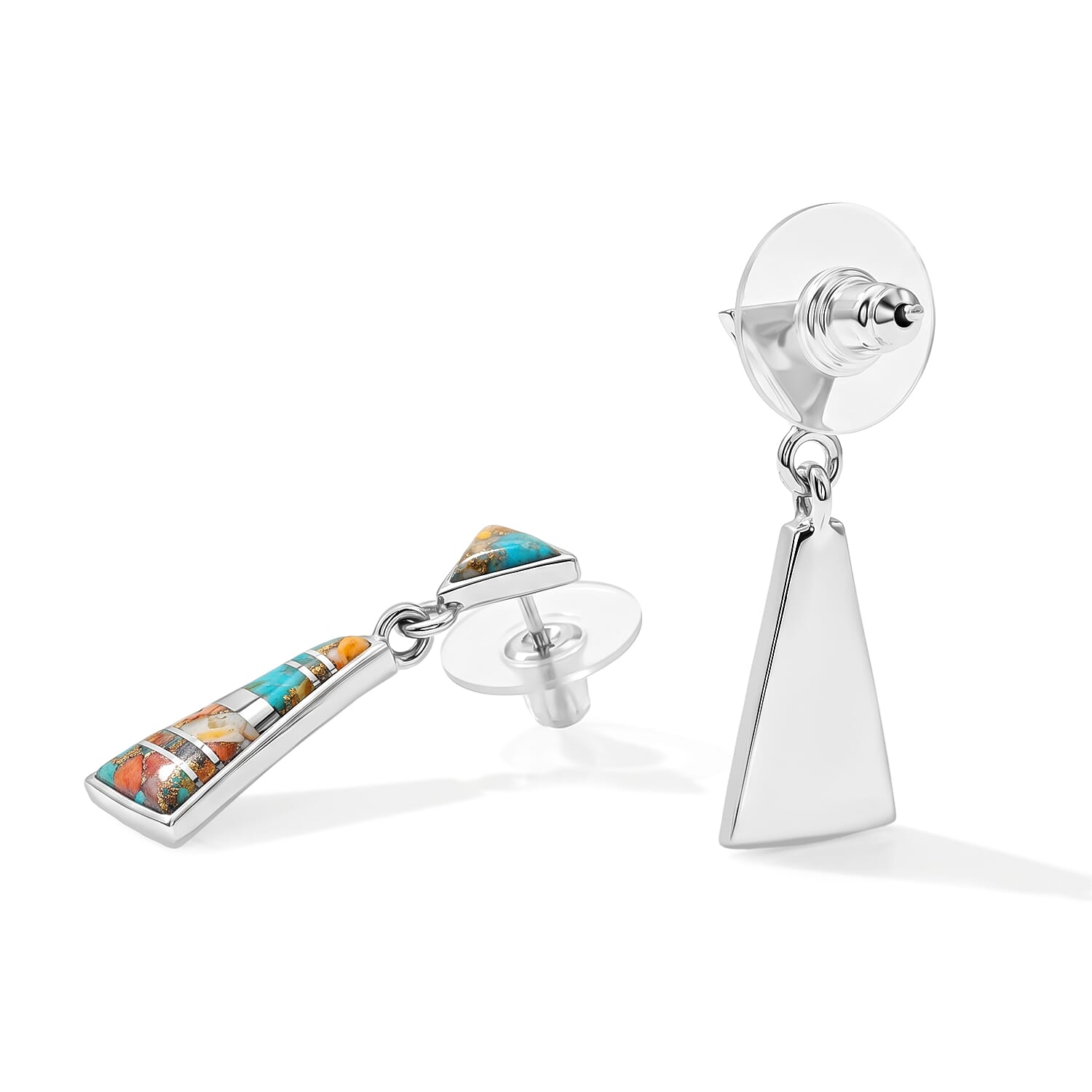 Santa Fe Style Spiny Turquoise 2.00 ctw Earrings in Sterling Silver
