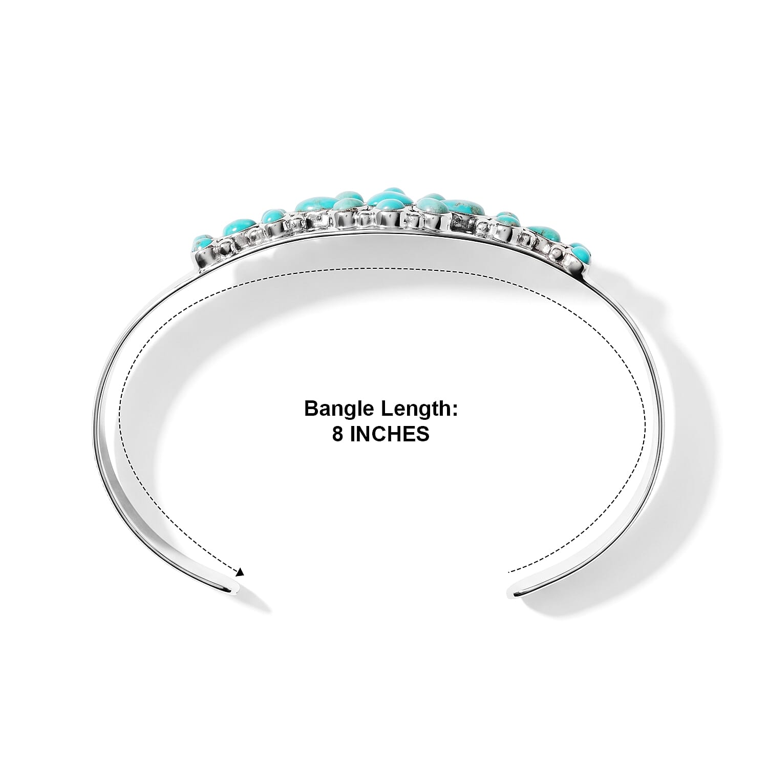 Santa Fe Style Kingman Turquoise 3.00 ctw Floral Cuff Bracelet in Sterling Silver (7.00 In)