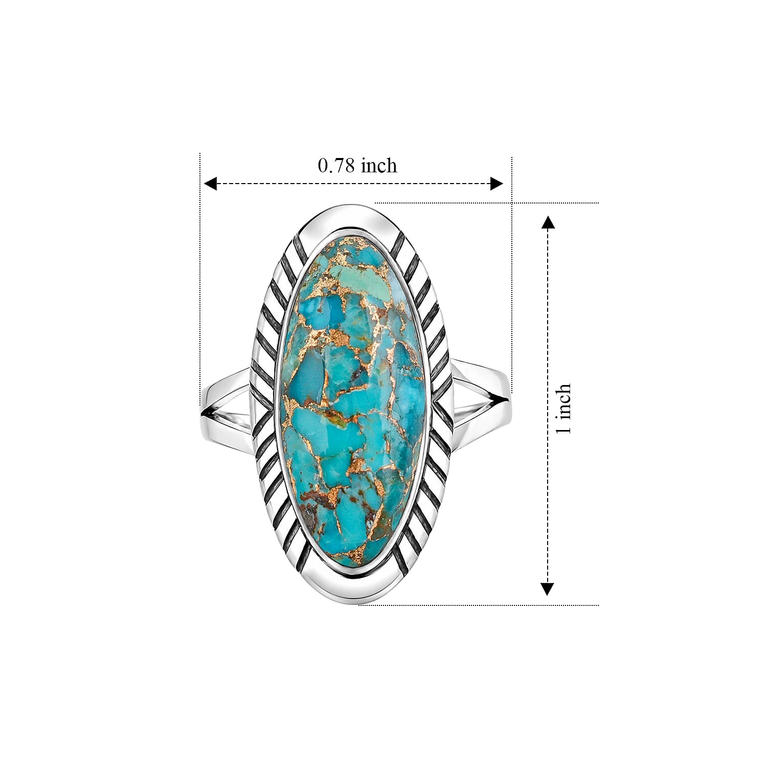Santa Fe Style Mojave Blue Turquoise 2.50 ctw Statement Oval Ring in Sterling Silver (Size 10.0)