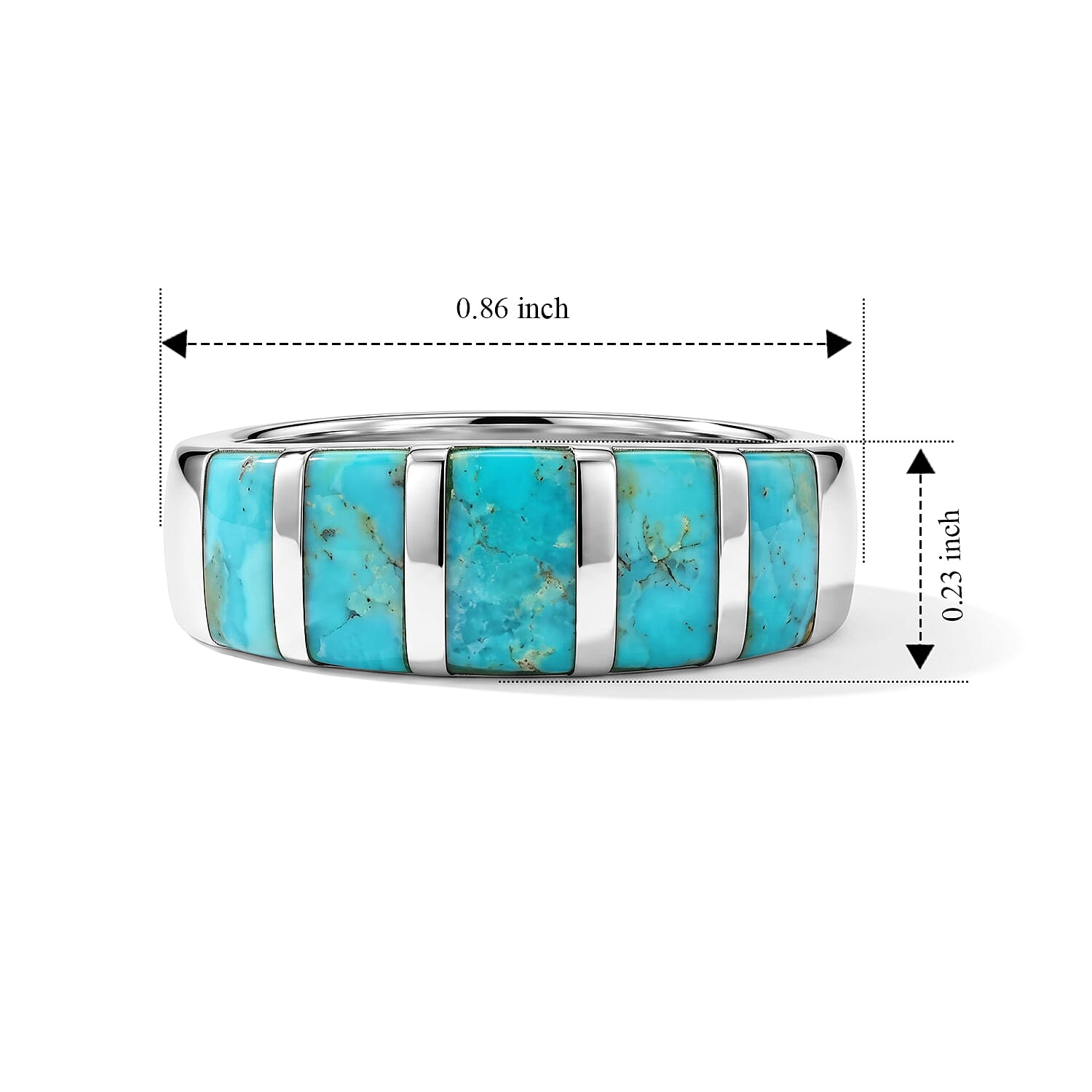 Santa Fe Style Kingman Turquoise 1.25 ctw Band Ring in Sterling Silver (Size 10.0)