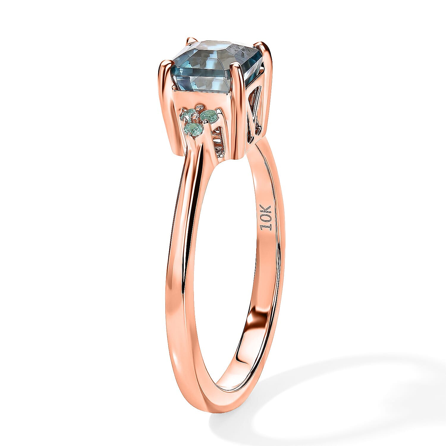 Luxoro AAA Cambodian Blue Zircon and Paraiba Tourmaline 2.40 ctw Blue Dew Ring in 10K Rose Gold (Size 6.0)