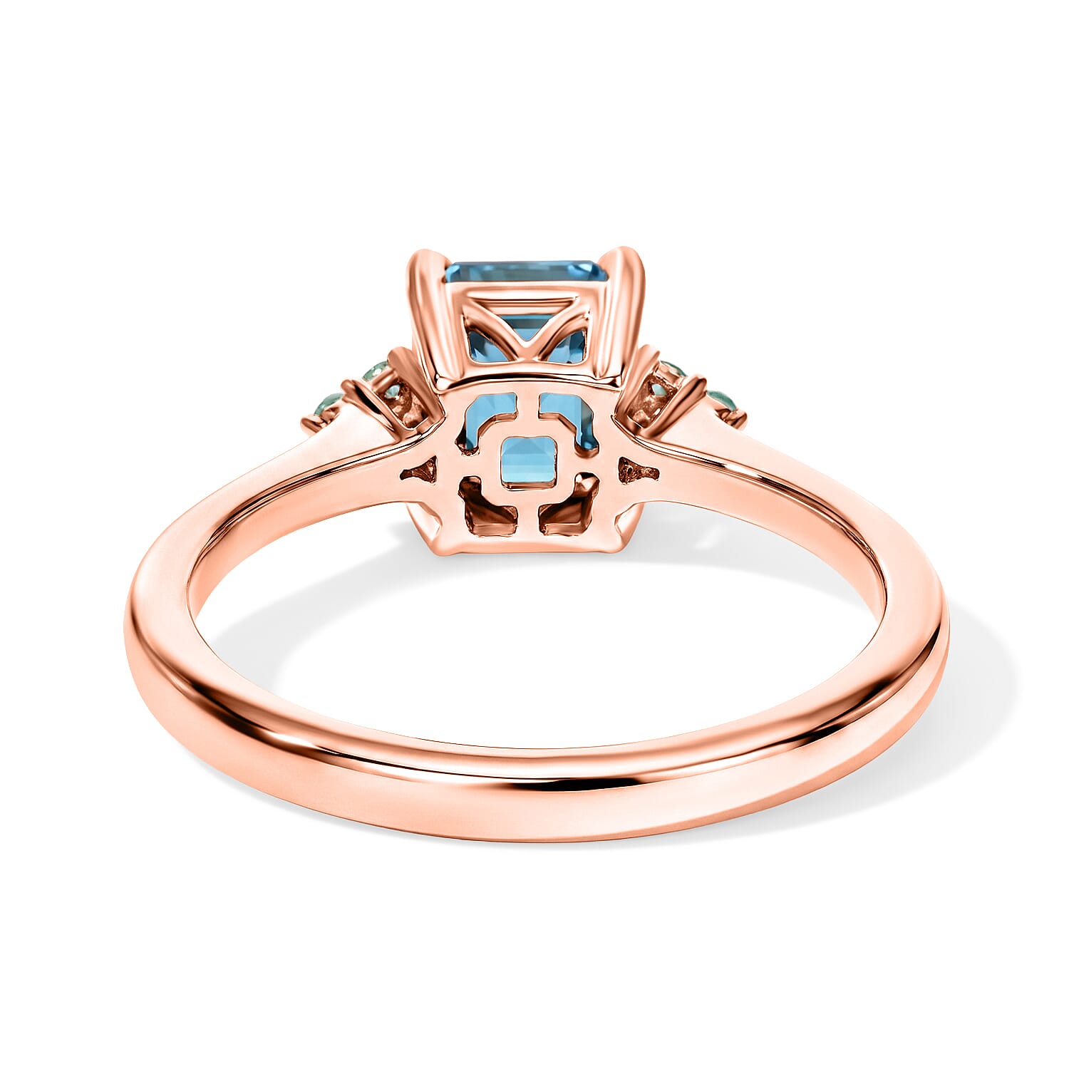Luxoro AAA Cambodian Blue Zircon and Paraiba Tourmaline 2.40 ctw Blue Dew Ring in 10K Rose Gold (Size 7.0)