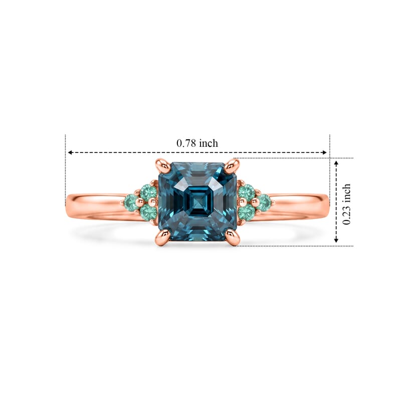 Luxoro AAA Cambodian Blue Zircon and Paraiba Tourmaline 2.40 ctw Blue Dew Ring in 10K Rose Gold (Size 7.0)