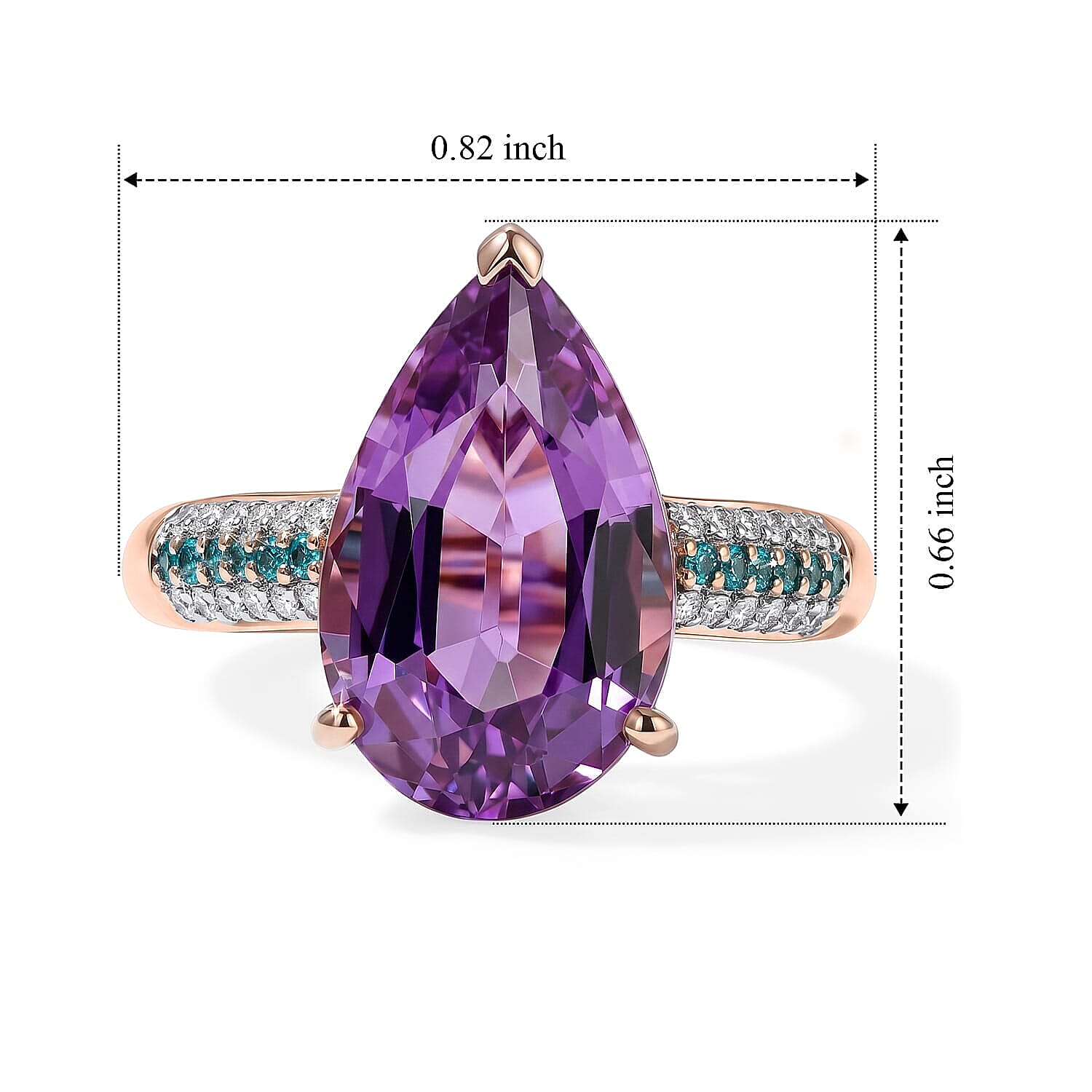 Luxoro AAA Patroke Kunzite, Paraiba Tourmaline and Diamond I2 6.50 ctw Azure Line Ring in 10K Rose Gold (Size 6.0)