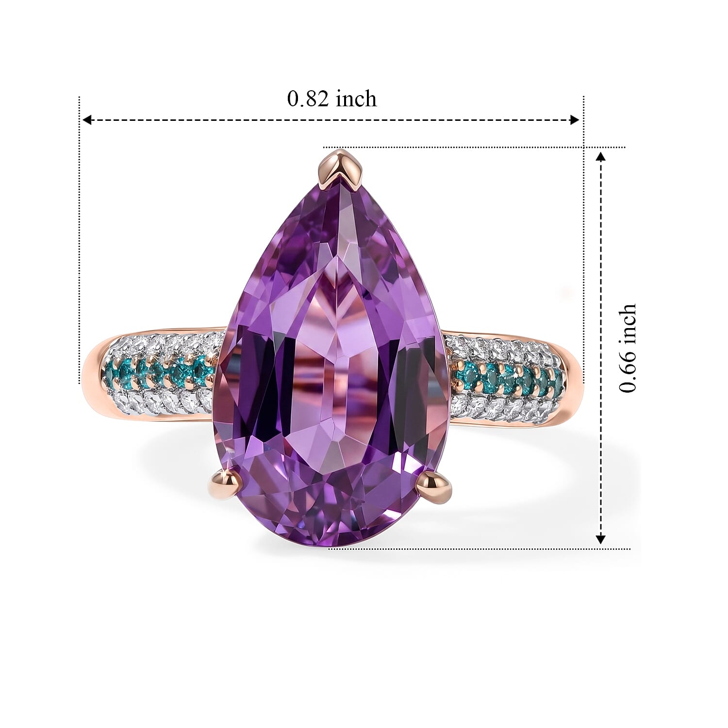 Luxoro AAA Patroke Kunzite, Paraiba Tourmaline and Diamond I2 6.50 ctw Azure Line Ring in 10K Rose Gold (Size 7.0)