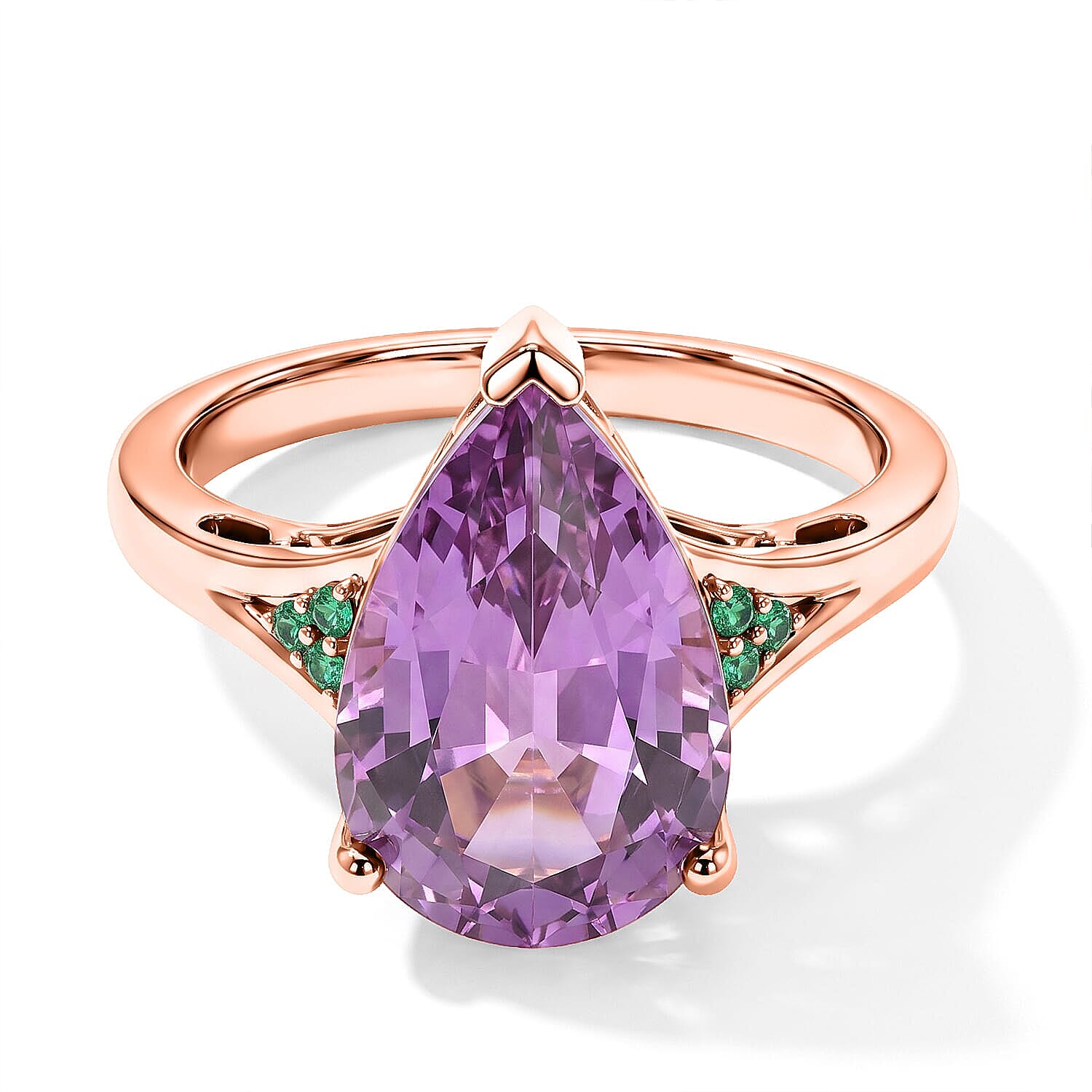 Luxoro AAA Patroke Kunzite, Paraiba Tourmaline and Diamond I2 4.60 ctw Aqua crown Ring in 10K Rose Gold (Size 6.0)