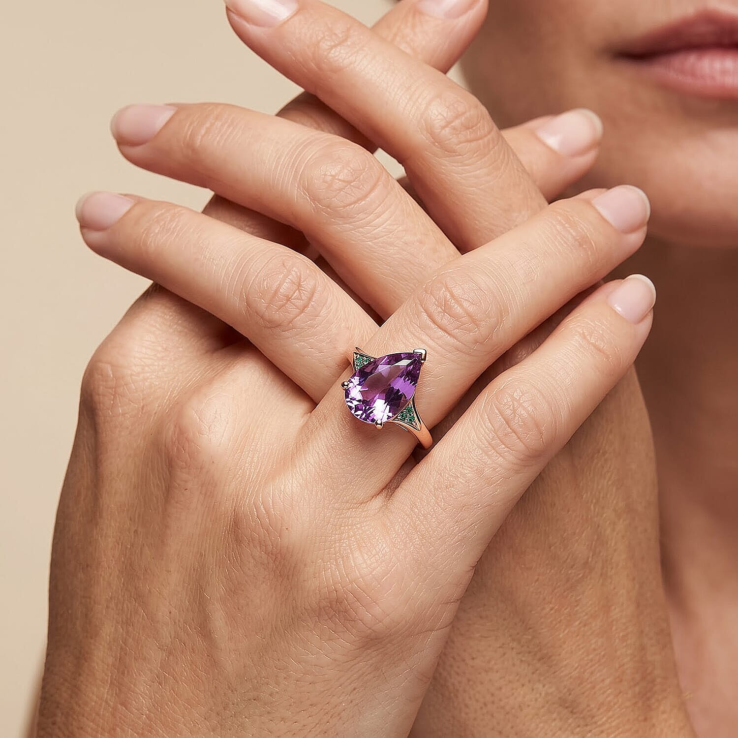 Luxoro AAA Patroke Kunzite, Paraiba Tourmaline and Diamond I2 4.60 ctw Aqua crown Ring in 10K Rose Gold (Size 6.0)