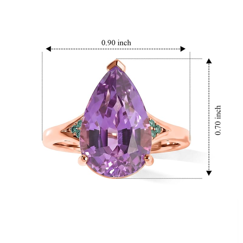 Luxoro AAA Patroke Kunzite, Paraiba Tourmaline and Diamond I2 4.60 ctw Aqua crown Ring in 10K Rose Gold (Size 6.0)