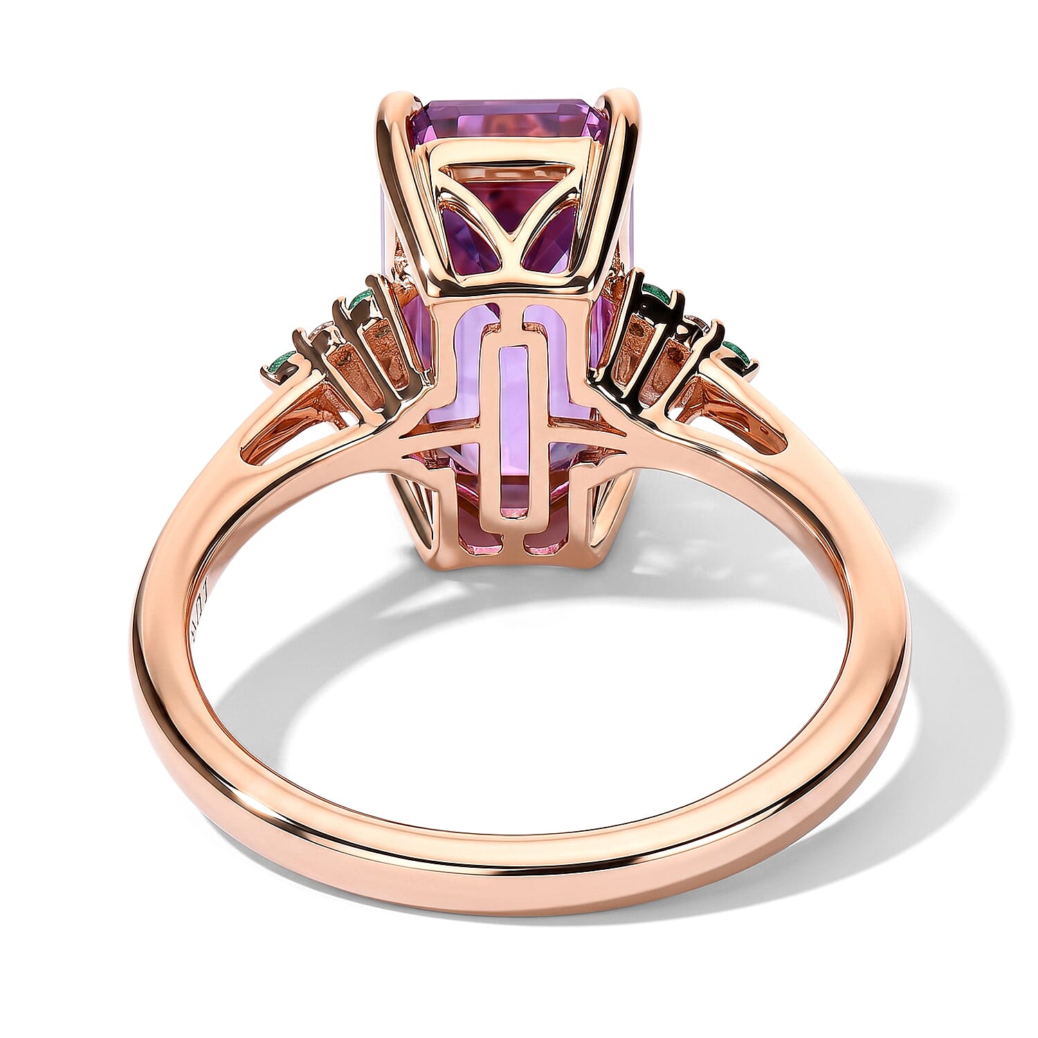 Luxoro AAA Patroke Kunzite, Paraiba Tourmaline and Diamond I2 4.60 ctw Aqua crown Ring in 10K Rose Gold (Size 7.0)