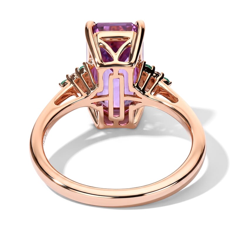 Luxoro AAA Patroke Kunzite, Paraiba Tourmaline and Diamond I2 4.60 ctw Aqua crown Ring in 10K Rose Gold (Size 7.0)