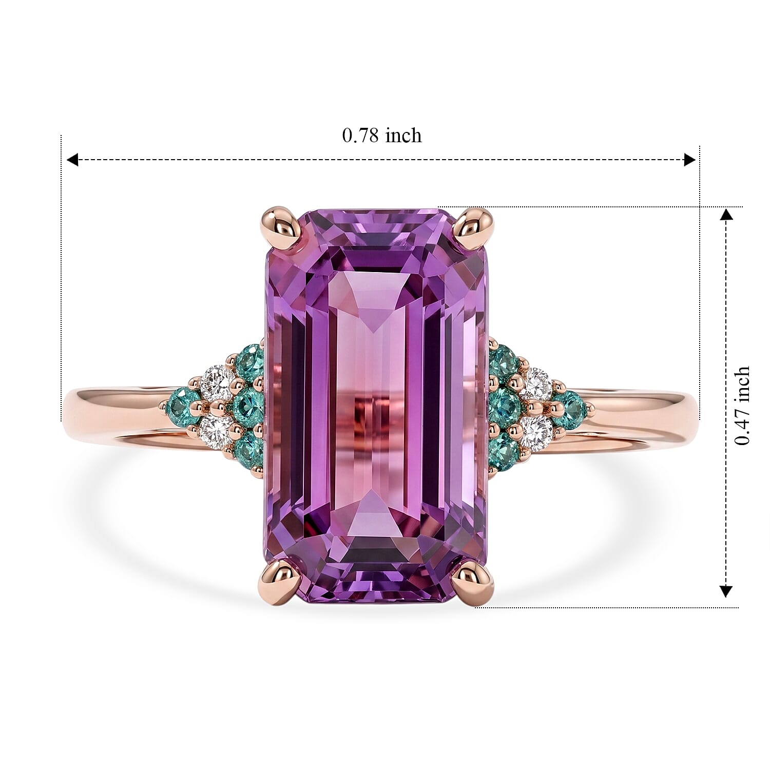 Luxoro AAA Patroke Kunzite, Paraiba Tourmaline and Diamond I2 4.60 ctw Aqua crown Ring in 10K Rose Gold (Size 7.0)