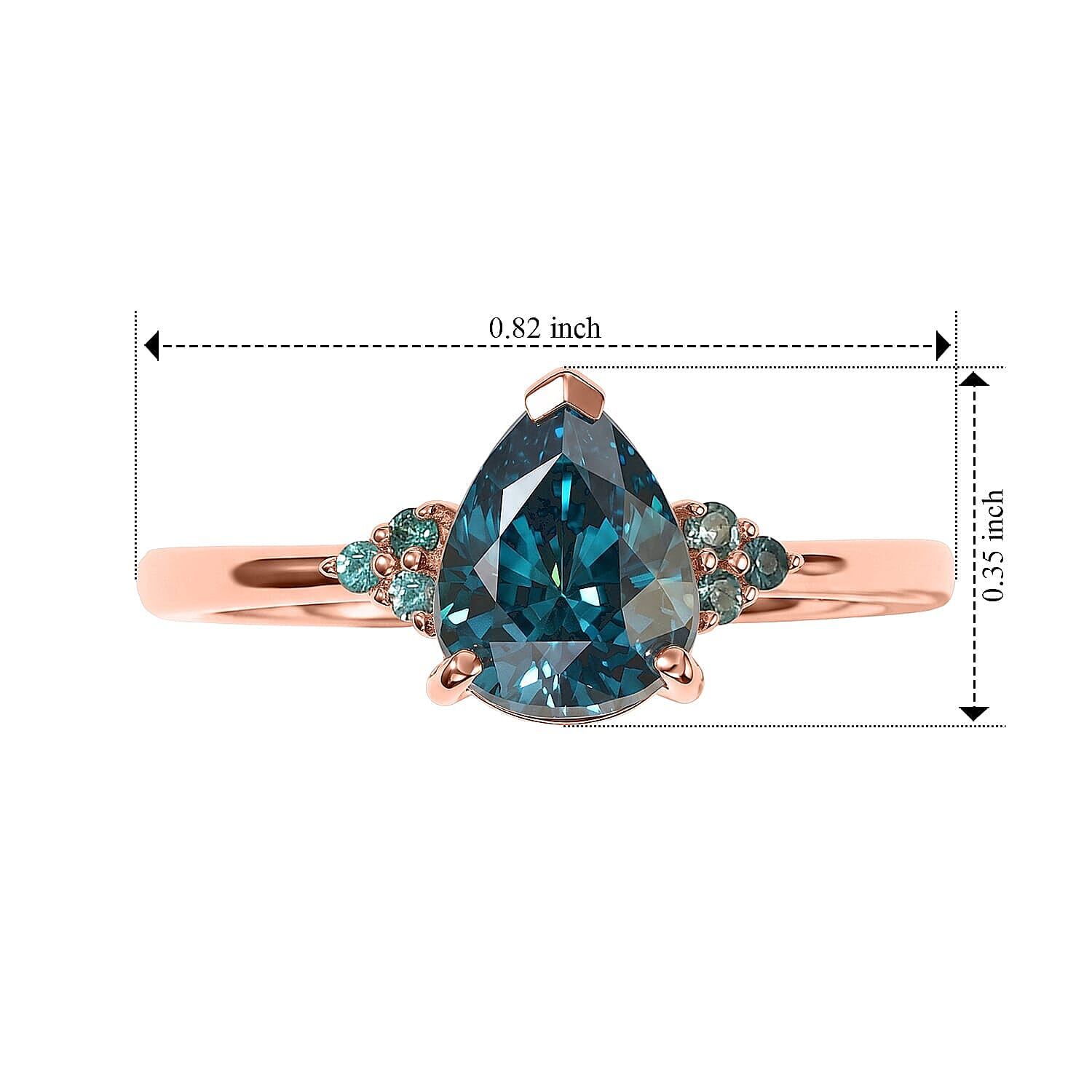 Luxoro AAA Cambodian Blue Zircon and Paraiba Tourmaline 2.80 ctw Blue Dew Ring in 10K Rose Gold (Size 6.0)