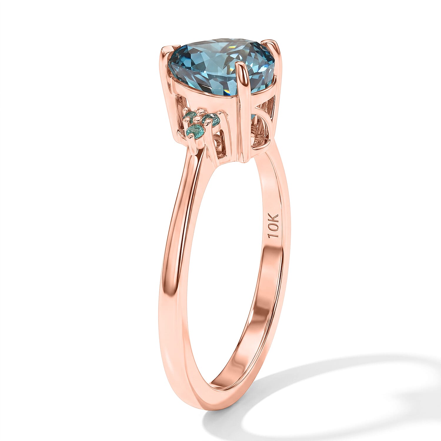Luxoro AAA Cambodian Blue Zircon and Paraiba Tourmaline 2.80 ctw Blue Dew Ring in 10K Rose Gold (Size 7.0)