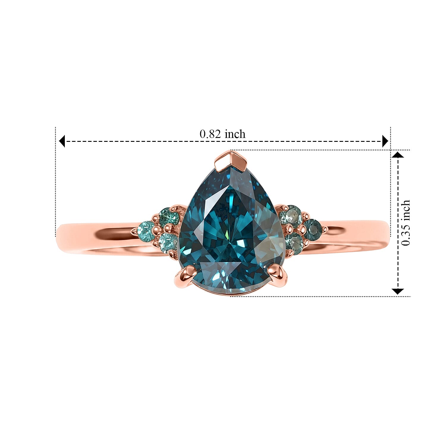 Luxoro AAA Cambodian Blue Zircon and Paraiba Tourmaline 2.80 ctw Blue Dew Ring in 10K Rose Gold (Size 7.0)