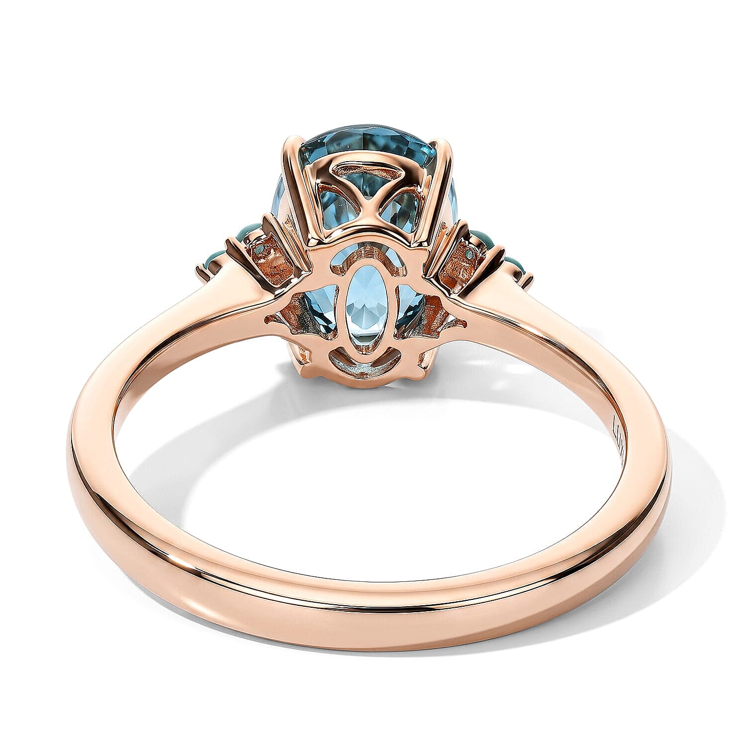 Luxoro AAA Cambodian Blue Zircon and Paraiba Tourmaline 2.75 ctw Blue Dew Ring in 10K Rose Gold (Size 6.0)