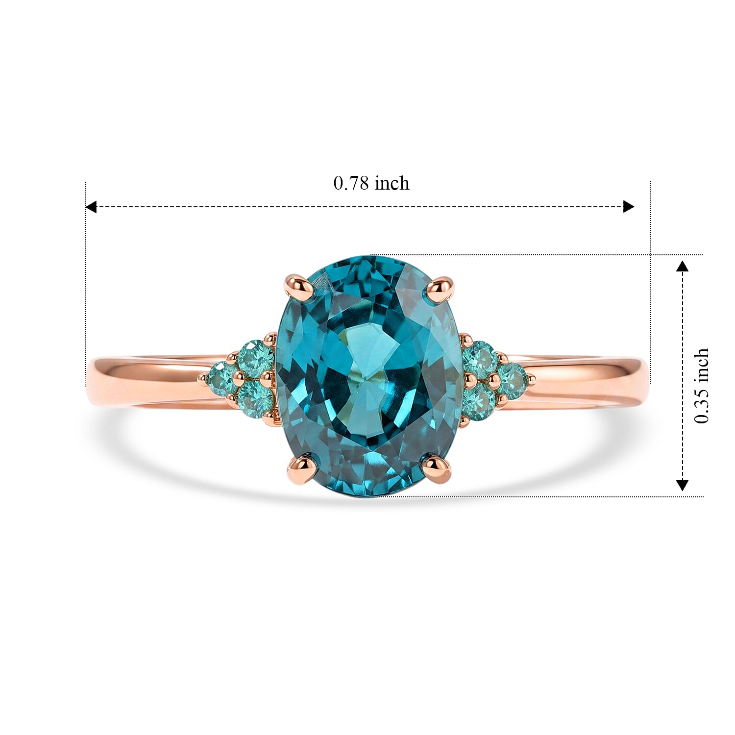 Luxoro AAA Cambodian Blue Zircon and Paraiba Tourmaline 2.75 ctw Blue Dew Ring in 10K Rose Gold (Size 7.0)