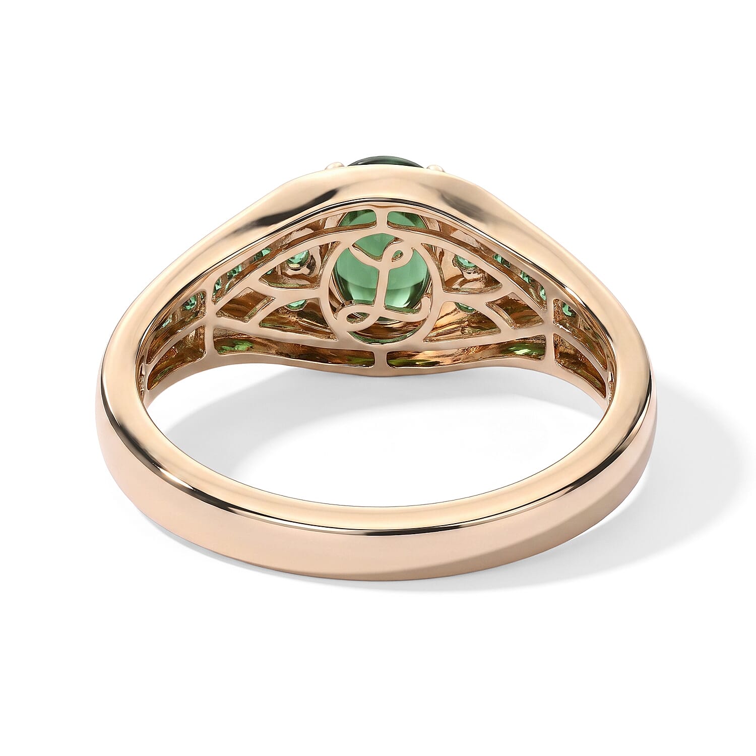 Luxoro Premium Mint Tourmaline and Paraiba Tourmaline 1.50 ctw Men's Ring in 10K Rose Gold (Size 10.0) 5.25 Grams