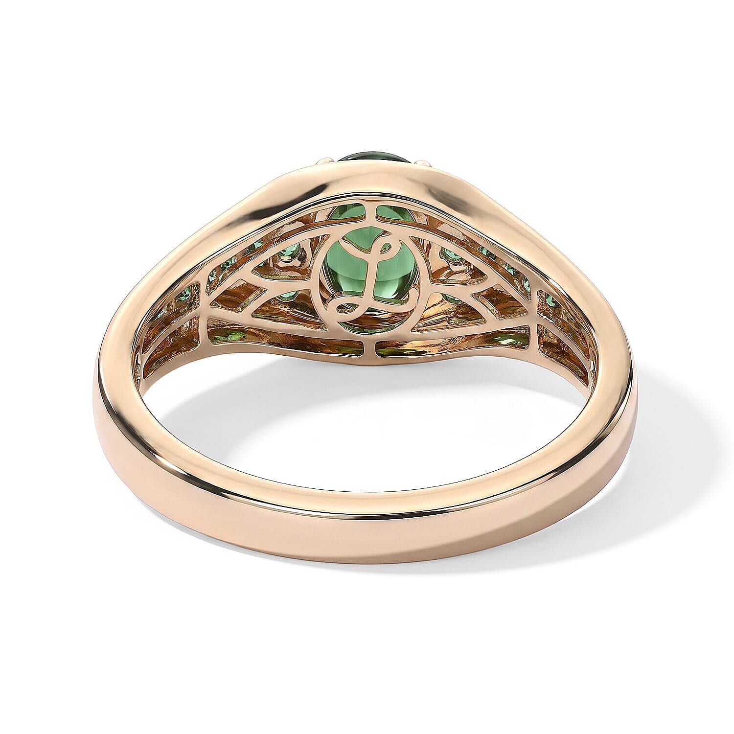 Luxoro Premium Arquiana Mint Tourmaline and Paraiba Tourmaline 1.50 ctw Men's Ring in 10K Rose Gold (Size 9.0) 5.25 Grams
