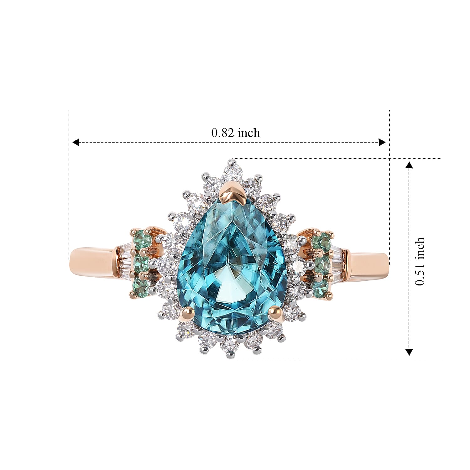 Luxoro AAA Cambodian Blue Zircon and Paraiba Tourmaline 2.75 ctw Whisper of Blue Ring in 10K Rose Gold (Size 7.0)
